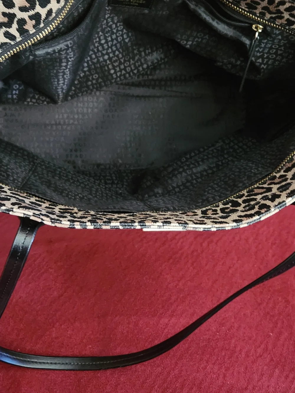 kate spade Leopard-Print Canvas Tote with Black Handles - Picture 6 of 6